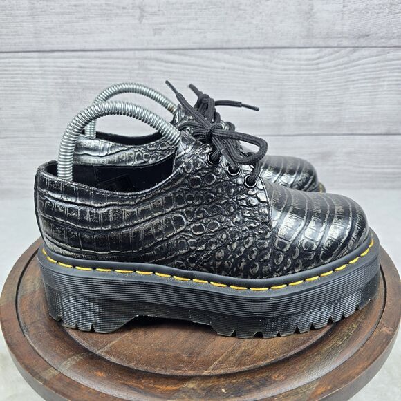 Dr. Martens Rare 27535 Embossed Croc Gator Platform Quad Lace Oxford Womens Sz 5 main image 10